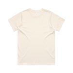 A plain cream-coloured t-shirt with a classic crew neckline and short sleeves. It features a logo on the label.