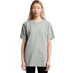A light green classic tee shirt with short sleeves, featuring a logo on the front.
