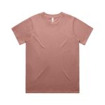 A light brown classic T-shirt with a round neckline and short sleeves, featuring a logo on the label.