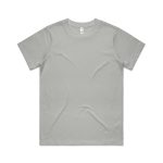 A light grey t-shirt with short sleeves and a crew neck. It features a logo on the inside label.