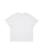 A plain white t-shirt with a loose fit, featuring a simple design and a logo. Ideal for casual wear.