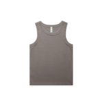 A faded organic rib tank in earthy tones with a simple design and a small logo.