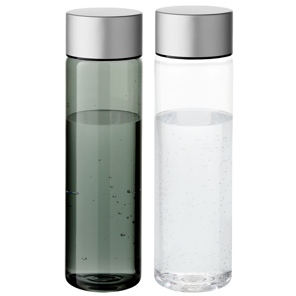 A drink bottle set featuring two styles: one in dark green and one in clear, both with silver caps. Fox Sports Bottle 900ml - Image 1