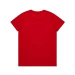 A red t-shirt featuring a plain design, with a crew neck and short sleeves. The back is visible.