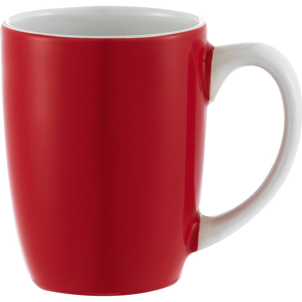 A red ceramic coffee mug with a white handle, featuring a smooth finish and a rounded design. Constellation Ceramic Mug 350ml - Image 1