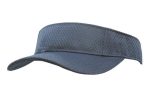 A sports mesh visor in dark blue, featuring a curved brim and a logo on the band.