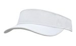 A white sports mesh visor featuring a curved brim and a breathable design. It includes a logo on the band.