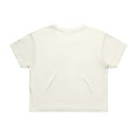 A light green crop tee with short sleeves and a simple design, featuring a logo on the back.