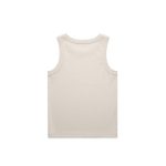 A plain beige rib tank top displayed from the back, featuring a simple design and no embellishments.