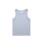 A light blue rib tank top with a classic sleeveless design. Features a branded label inside.