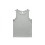 A light grey organic rib tank top with a simple design and a logo on the label.
