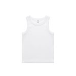 A white rib tank top with wide shoulder straps and a plain design. It features a logo at the neck.
