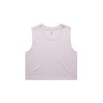 A light pink crop tank top with a fitted design, featuring a tag and no visible logos. Suitable for sports uniforms.