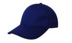 A navy blue cap with a classic design, featuring a rounded crown and a curved brim. It has a logo on the front.