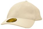 A beige cap made from double pique mesh, featuring a round logo on the front.