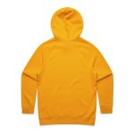 A yellow hoodie with a hood and long sleeves, featuring a plain back and fitted cuffs.