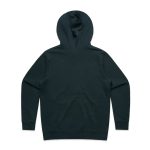 A dark green hoodie with a spacious hood and long sleeves, featuring a plain back without any graphics or text.