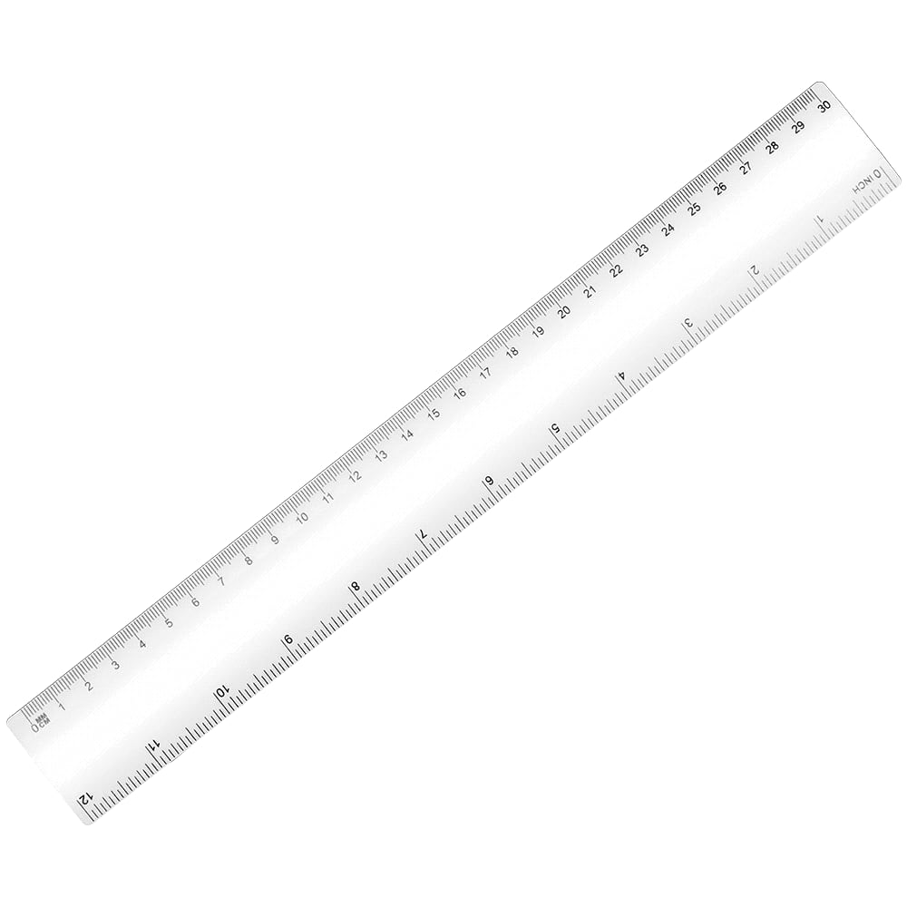 A transparent 30cm ruler featuring measurements along one edge and a branding logo. Ruler 30cm - Image 1