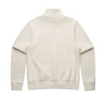 A cream-coloured crew jumper featuring a half zip and a plain back design. Includes a logo on the back.