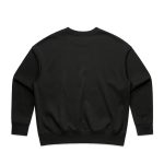 A black jumper with a plain back design and ribbed cuffs at the sleeves and hem. It features a logo detail.