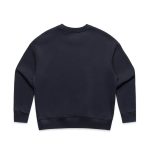 A dark navy jumper with a classic crew neck and long sleeves, featuring a solid back design.