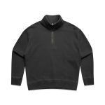 A black faded half zip jacket with a relaxed fit and a high collar. It features a zippered neckline and has a logo.