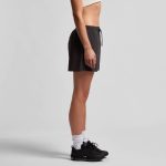 Active shorts in dark grey, featuring an elastic waistband and a drawstring, modelled on a person from the side.