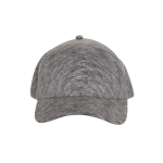 A grey Heather One Panel Cap featuring a button on top and a curved brim, with branding present.