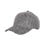 A grey heather cap with a smooth, seamless design and rounded peak. It features a logo on the side.