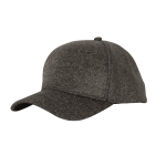 A grey two-panel cap without visible seams, featuring a curved brim and a top button.