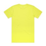 A bright yellow work t-shirt with a plain back design and a logo at the neck.