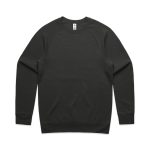 A black jumper with long sleeves and a crew neck design. The garment has a logo on the label.