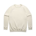 A cream-coloured jumper with long sleeves and a round neckline, featuring a logo.