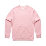 A pink jumper with raglan sleeves and a crew neck, featuring a label inside.