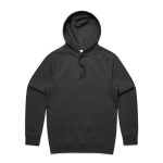A dark green hoodie with a front pocket and a drawstring hood, featuring a logo on the label.