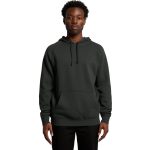 A dark green hoodie with a front pocket and a hood, featuring a logo on the chest.