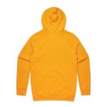 A yellow hoodie with a hood and long sleeves, featuring a plain design on the back.