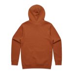 A brown hoodie with a hood, featuring long sleeves and a plain back design.
