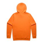 An orange work hoodie with a hood and long sleeves, featuring a simple design and no visible branding.
