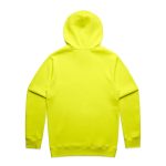 A bright yellow hoodie with a hood, featuring a plain design and no visible logos or text.