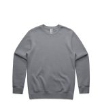 A grey hoodie with long sleeves and a circular neck opening, featuring a logo on the label.