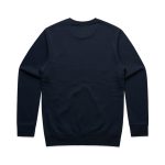 A navy blue hoodie featuring a back view with a simple design and ribbed cuffs and hem. Includes a logo.