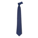 A navy blue cravat tie with a smooth finish, featuring a simple knot at the top.