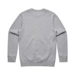 A light grey sweater with long sleeves and a rounded neckline. The back view shows a plain design with no additional details.