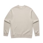 A cream-coloured jumper with long sleeves and a crew neckline, featuring a brand logo.