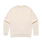 A cream-coloured sweater featuring a simple design and long sleeves. The back view highlights its minimalistic style.