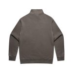 A faded olive green half zip jacket with a standing collar and long sleeves, featuring a branding logo.
