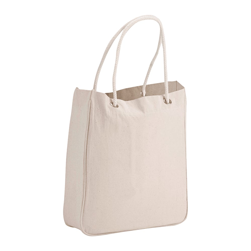 A natural-coloured organic cotton canvas tote bag with rope handles, featuring a simple and spacious design. Organic Cotton Canvas Carry-All Tote 13L - Image 1
