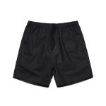 Black sports shorts featuring an elastic waistband and drawstring. The shorts have a simple design and no visible branding.