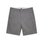 Grey work shorts featuring two front pockets and a waistband with belt loops. The shorts have a logo on the waistband.